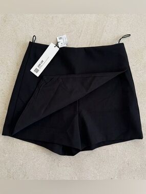 ZARA Join Life Black Wrap Skort Asymmetrical High Waisted Tailored NWT XS